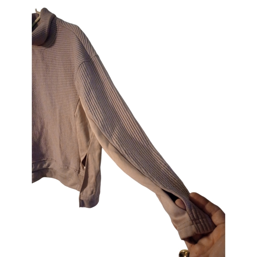 Tahari Sport Turtleneck Ribbed Sweater Mauve Thumbholes Athleisure Streetwear M - Picture 2 of 12